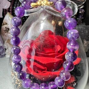 7MM Dream Amethyst Natural Quartz Beaded Bracelet Reiki Crystal 6.5” Purple